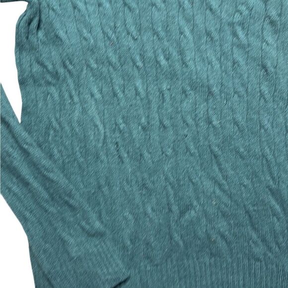 Vintage J Crew Lambswool Cable Knit Forest Green Crewneck Sweater Medium - Picture 8 of 8